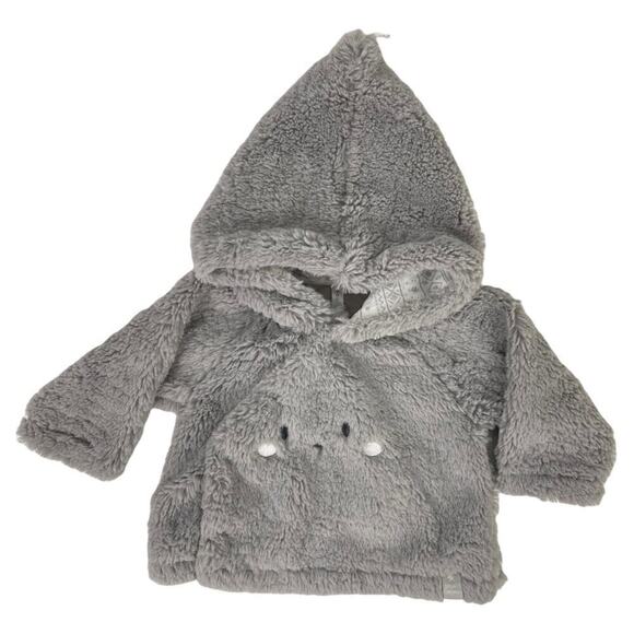 Souris Mini Faux Fur Baby Hooded Jacket with Star Charm Size 9M in Gray - Picture 3 of 15